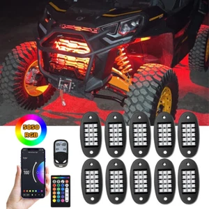 10Pods RGB LED Rock Lights Underbody Neon Wheel Lamp For ATV UTV RZR SxS XP 1000 - Picture 1 of 12
