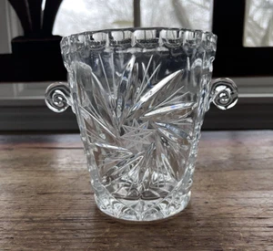 Antique American Brilliant Crystal Glass Cut Pinwheel Star Ice Bucket - Picture 1 of 6