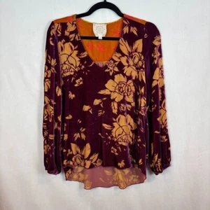 Johnny Was Women's Vida Purple Floral Burnout velvet silk blend blouse size xs - Picture 1 of 15