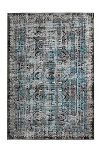 Vintage Teppich Kurzflor Blau Grau Shabby Look Design Wohnzimmer Flur160x230 cm - Bild 1 von 5