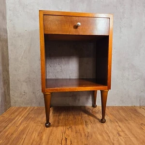 Vintage 1950s Angled/Asymmetric Single Drawer Bedside Table Storage Unit - Picture 1 of 23