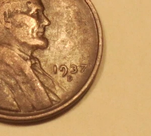 1937 D LINCOLN WHEAT BACK CENT--ERROR COIN--MISPLACED MINT MARK - Picture 1 of 3