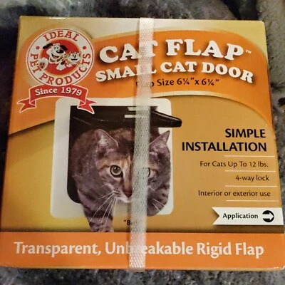 🔥Ideal Pet Products Cat Flap Small Cat Door (6 1/4" x 6 1/4") White 4-Way Lock  - Image 1 of 4