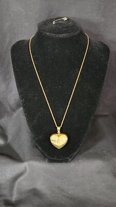 VINTAGE MILOR ITALY 14KT PLATED GOLD PUFF HEART (hollow) PENDANT ONLY 1 .50"H - Picture 1 of 9