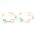 Perfect Pair Mix Gemstone Gold Plated Bezel Setting Hoop Bali Earrings For Girls