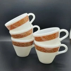 5pc Set Vintage PYREX Bronze Dinnerware Restaurant Style Coffee Tea Mugs Cups - Picture 1 of 6