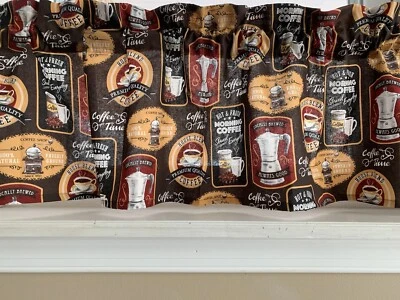 Casa rodante etiquetas café cenefa cortina 42x16 cocina ventanas tratamientos cortinas Foto 1 de 3