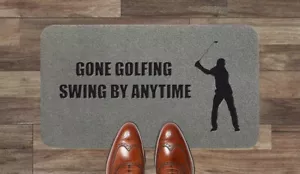 Gone Golfing Swing By Coir Synthetic Light Grey Nylon Novelty Funny Door Mat - Picture 1 of 14