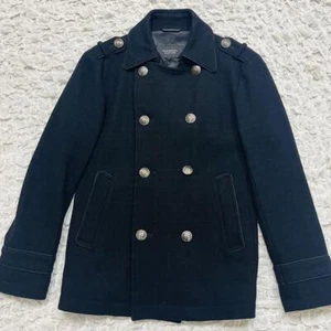 Burberry Black Label Napoleon Jacket P-Coat Wool Size M Black Used - Picture 1 of 16