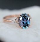 3.2ct Oval Cut Lab-created Alexandrite Solitaire Wedding Ring 14k Rose Gold Over