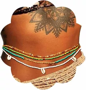 African Shell Elastic Waist Beads Chain Colorful African Stretchy Belly Bead Lay - Picture 1 of 7