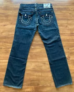 TRUE RELIGION Herren Baumwolle gerade dunkelblau Denim Jeans Hose Unterteil Gr. 36 x 33 - Bild 1 von 19