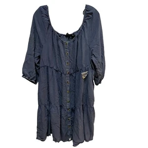 Mlle Gabrielle Stufen Rüschen Knopfleiste Freizeit 3/4 Ärmel blau Kleid 3X - Bild 1 von 6