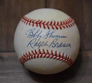 Bobby Thomson Ralph Branca Autographed Official National League baseball PSA - Picture 1 of 3