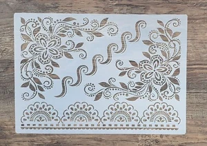 Schablone 2 Eckornamente ST-1010121 Bordüre Wandtattoo Vintage Malerei Stencil - Bild 1 von 5