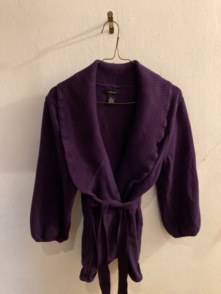 Chaqueta para mujer Alfani violeta con cinturón manga 3/4, talla XL, hecha en China Foto 1 de 4
