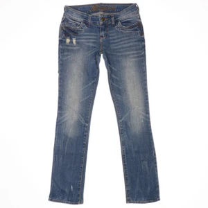 deLiAs Morgan Jeans 1/2 S Distressed Blue Stretch Juniors Measure 25 x 28.5 - Picture 1 of 11