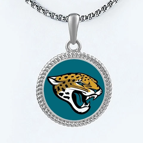 Jacksonville Jaguars Womens Mens Round Link Chain Pendant Necklace w Gift Pk D22 Cover