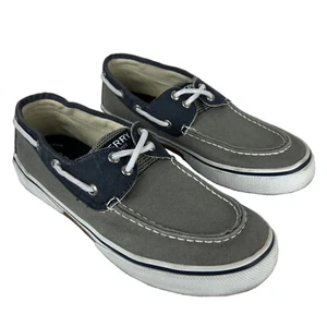 Scarpa da barca Sperry Top Sider da uomo Bahama II SW grigio tela blu navy - Foto 1 di 9