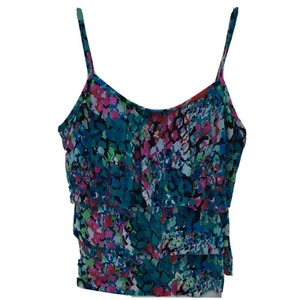 Tankini Top Bathing Suit Blue Pink Multi NWT Caribbean Joe Swimwear Sz 8 - Picture 1 of 6