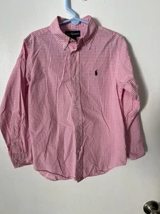 Ralph Lauren Button Down Hemd Jungen Größe 7 rosa und weiß - Bild 1 von 3