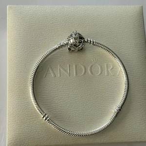 Pandora S925 Disney Classic Cinderella Clasp Snake Chain Charm Bracelet 19cm - Picture 1 of 2