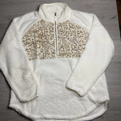 Maurices Jacket Women's Size 2XL Faux Fur Animal Print 1/2 Zip Pullover Pocket - Image 1 of 4
