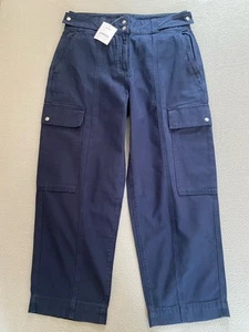NEXT TROUSERS SZ 10 PETITE WOMENS BLUE SPRING CASUAL POCKETS LADIES CARGO - Picture 1 of 5