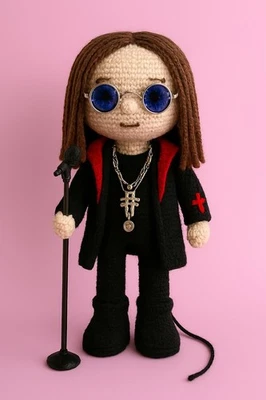 KING COLE Crochet Amigurumi Pattern Only Ozzy Osborne Black Sabbath 20cm Tall