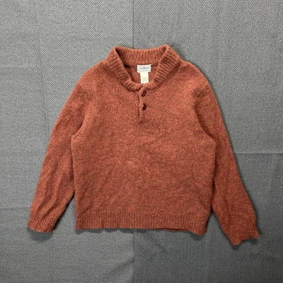 Vintage LL Bean 100% Lambs Wool Quarter Button Up Red Sweater Size Large - Image 1 of 4