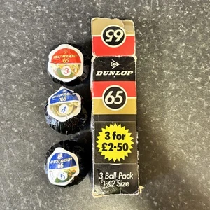 Vintage Dunlop 65 3 Ball Pack 1:62 Größe nie benutzt Verpackung Hülle wie getragen - Bild 1 von 7