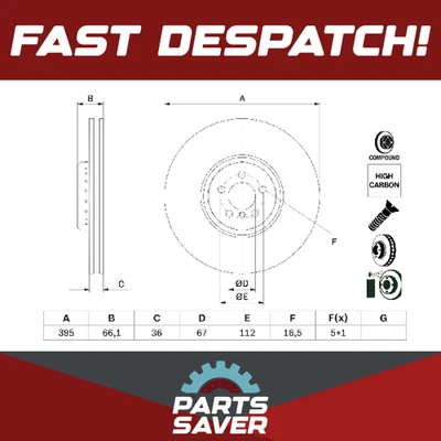 Brake Disc Single Vented fits ROLLS ROYCE PHANTOM 6.75 Front Right 17 to 19 New — 第 1/4 张图片