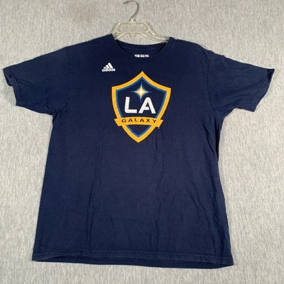 Camisa LA Galaxy Para Hombres Grande Azul Marino MLS Fútbol Adidas Algodón Gráfico Camiseta Cuello Redondo Foto 1 de 4