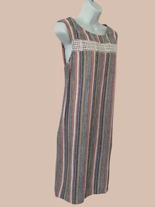 Next Multicoloured Shift Dress Size Uk 16 Linen Blend Women’s Sleeveless Summer - Picture 1 of 6