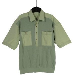 Vintage NORM THOMPSON Men's GREEN Twill BANDED HEM 2-Pocket POLO SHIRT Sz L - Picture 1 of 6