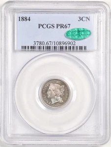 1884 3CN Proof Three Cent Nickel PR67 PCGS CAC 10896902 - Picture 1 of 4