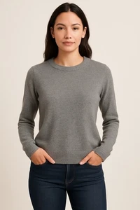 Saks Fifth Avenue 100% Kaschmir Pullover Grau Rundhals Langarm Damen L " - Bild 1 von 2