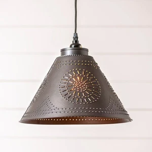 Irvins Country Tinware Barrington Swag Kitchen Pendant In Kettle Black Finish - Picture 1 of 3