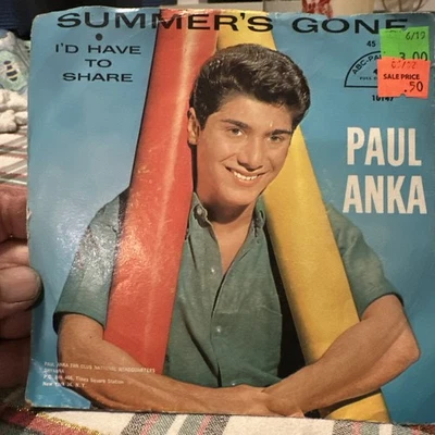 PAUL ANKA SUMMER'S GONE / I'D HAVE TO SHARE 45 7" RECORD & PICTURE SLEEVE Foto 1 de 4