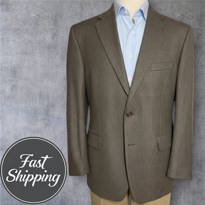 $220 STAFFORD Men's 46R Wool Blazer Brown Sport Coat 2-Button Jacket Classic Fit - Image 1 of 4