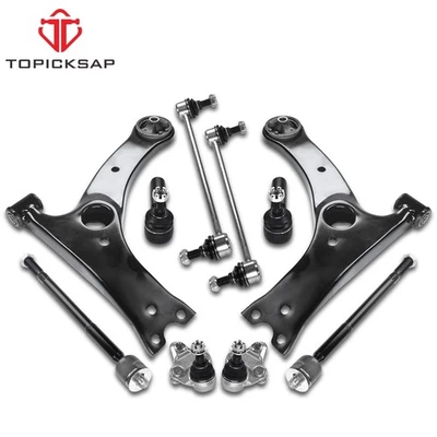 10X Front Lower Control Arms Sway Bar TieRod Kit For 09-13 Toyota Corolla Matrix - Imagem 1 de 4