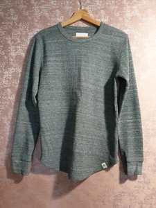 Primark size medium / large grey waffle cotton blend long sleeve T shirt top - Picture 1 of 5