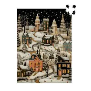 Secluded Folk Art Village: Charming Snowsape 1000 pc Puzzle by Durazza - Picture 1 of 3
