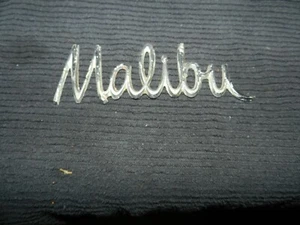 Vintage "MALIBU " EMBLEM SCRIPT TRIM CHROME BADGE CHEVROLET - Picture 1 of 6
