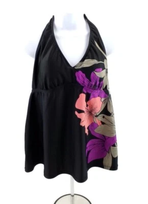 Top de natación estilo halter Liz Lange Maternity Target para mujer negro estampado floral grande Foto 1 de 4