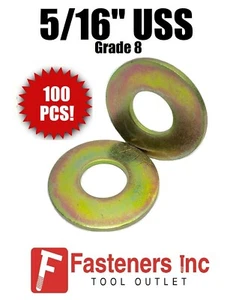 (Stck 100) 5/16 Zoll USS flache Unterlegscheiben durchgehärtet/Klasse 8 gelb Zink - Bild 1 von 2