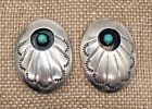 Sterling Silver Turquoise Shadowbox Concho Earrings--Richard Begay