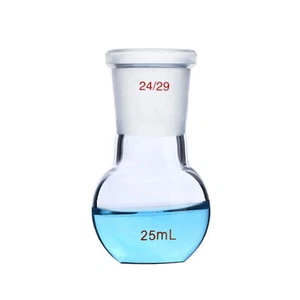 25ml 24/29 Single Neck Flat Bottom Glass Flask 1-Neck Lab Boliling Bottle Vessel - Picture 1 of 1