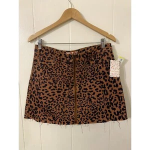 Free People, We the Free Size 30 Leopard Print Zip Front Mini Skirt NWT - Picture 1 of 8