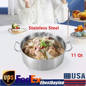 Olla grande de acero inoxidable para sopa de cocina de 11 cuartos de galón con tapa - Imagen 1 de 12